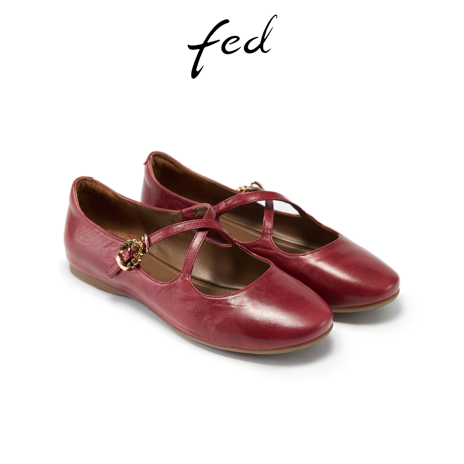 fed红色玛丽珍鞋春季新款女鞋平底单鞋圆头芭蕾鞋女款S1205-YA285,淘宝优惠券,粉丝福利购,淘宝优惠卷