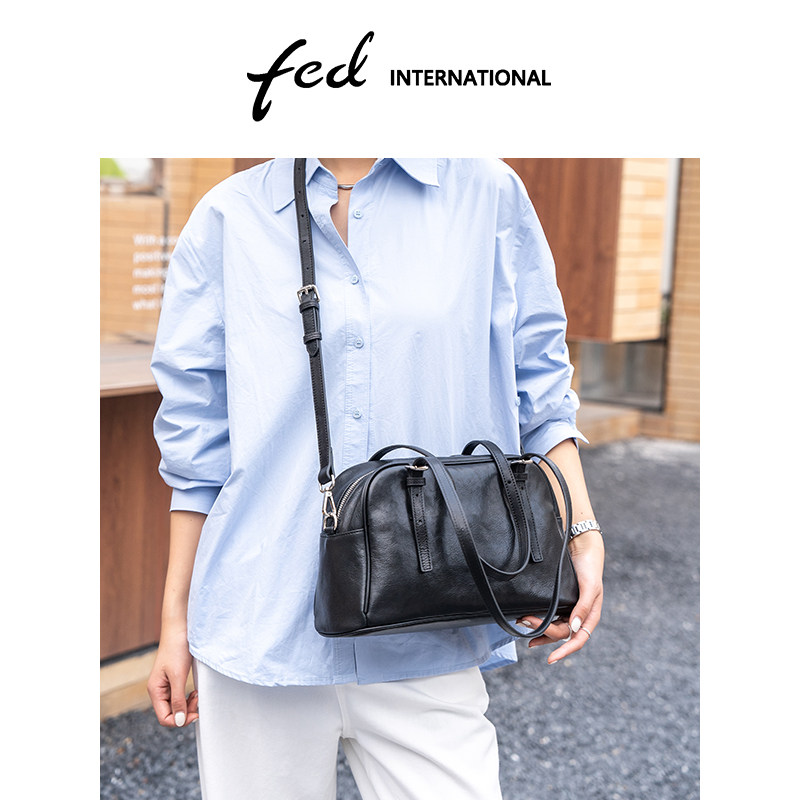 fed植鞣头层牛皮真皮女包斜挎包单肩包休闲大容量波士顿包BFA9264,淘宝优惠券,粉丝福利购,淘宝优惠卷