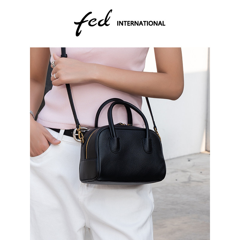 fed头层牛皮波士顿包真皮手机包单肩斜挎手提包女士爆款BFA9269,淘宝优惠券,粉丝福利购,淘宝优惠卷