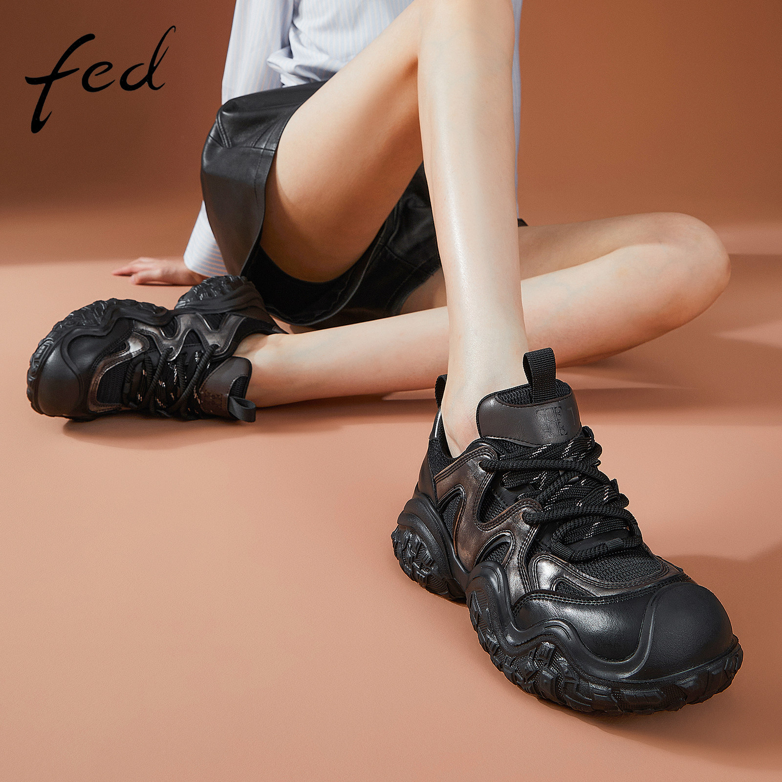 fed黑色运动鞋秋季新款女鞋户外登山鞋网面休闲鞋女款D0820-ZC628,淘宝优惠券,粉丝福利购,淘宝优惠卷