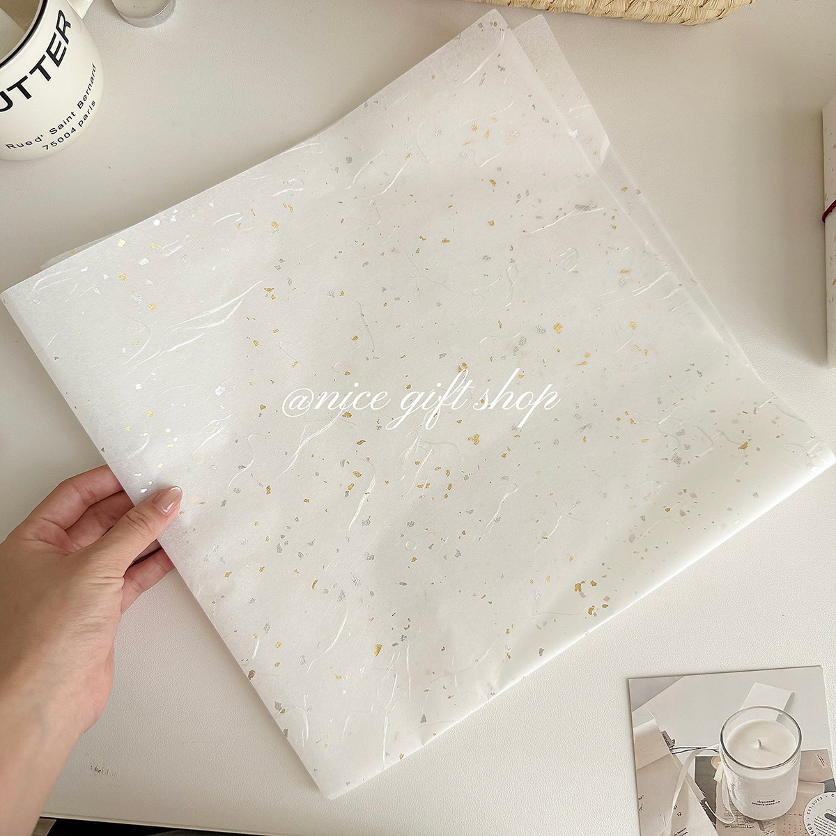 白色鎏金包装纸ins高级感白色礼品纸微透礼物包装艺术拍照背景纸,淘宝优惠券,粉丝福利购,淘宝优惠卷