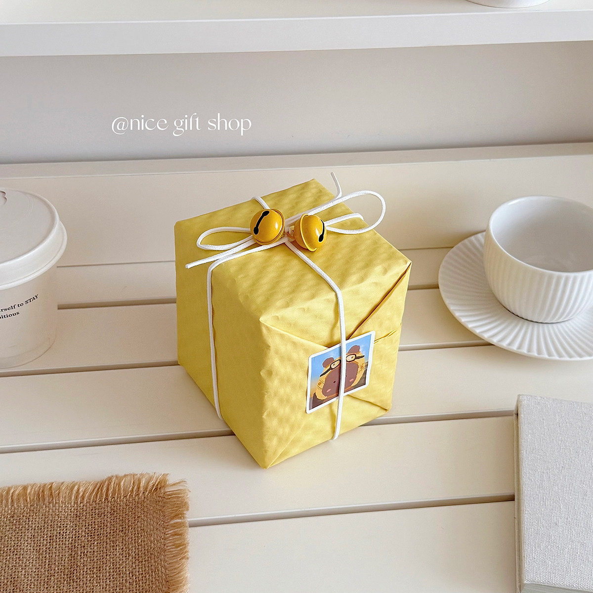 Ins wind milk yellow puff embossed paper holiday gift wrapping paper flowers baking packaging kraft paper out of jam