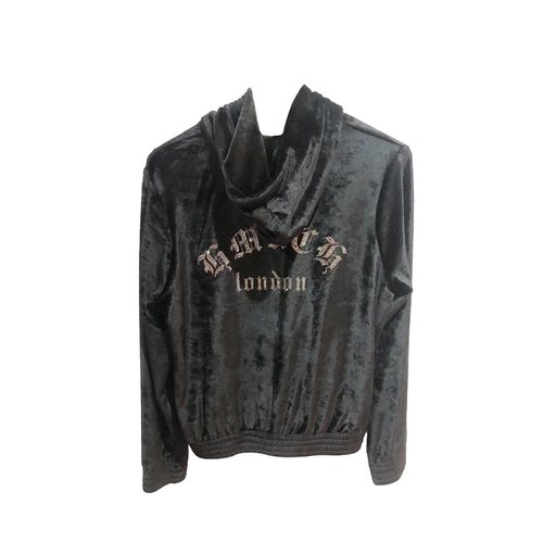 TCH百搭烫钻时尚丝绒连帽黑色长袖外套25春秋新品T72A17E6007 - 图0