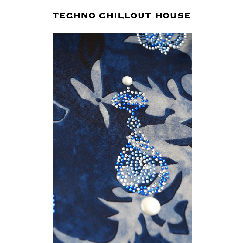 TCH私服烫钻印花国风复古气质宽松显瘦假两件连衣裙女T75B30E5123 - 图1