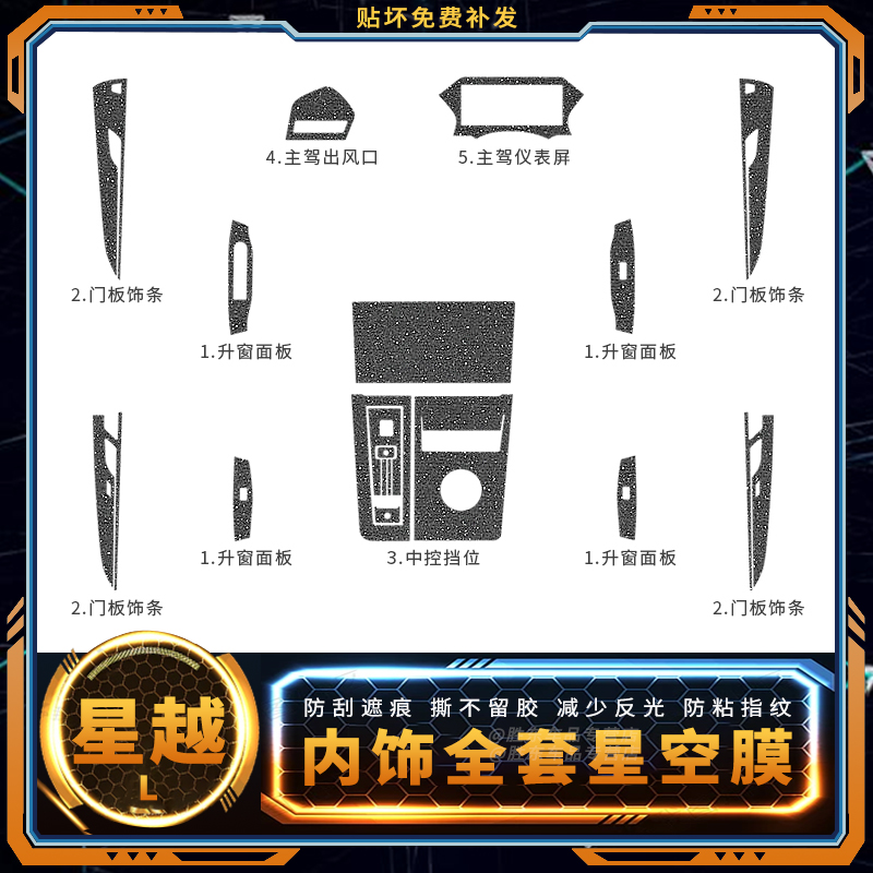 19-25款适用吉利星越L中控保护膜档位改装贴膜车内装饰贴纸用品
