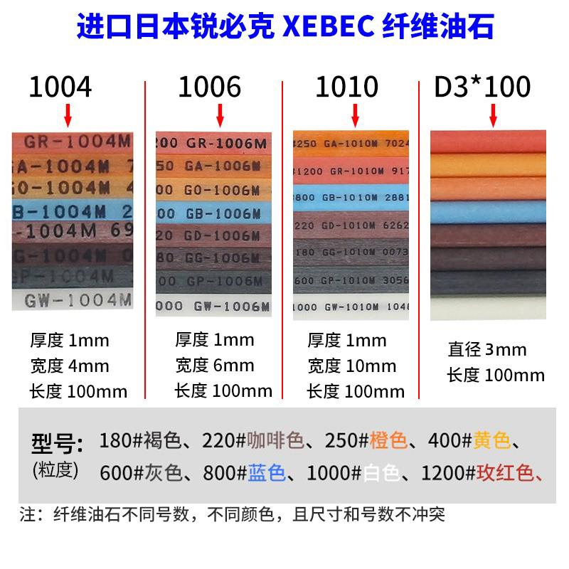 日本锐必克纤维油石 XEBEC精磨油石条1004 1006 1010模具抛光砂条-图0