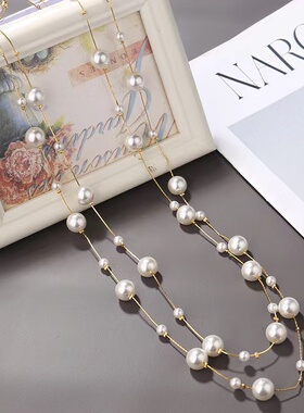 仿珠项链女款2026新款爆款轻奢高级感秋冬长款毛衣链大气高档配饰