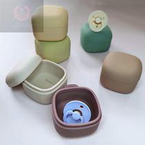 Young Writable Pacifier Box Baby Containing Box Can Disinfect Silicone Bibs Box Tooth Glue Anti-Drop Chain Dust Resistant