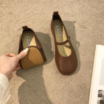Tide Cards Single Shoes Women Summer 2022 New Retro Round Head Gentle Korean version Jane about low heel Shallow Mouth Mari Precious Grandma Shoes