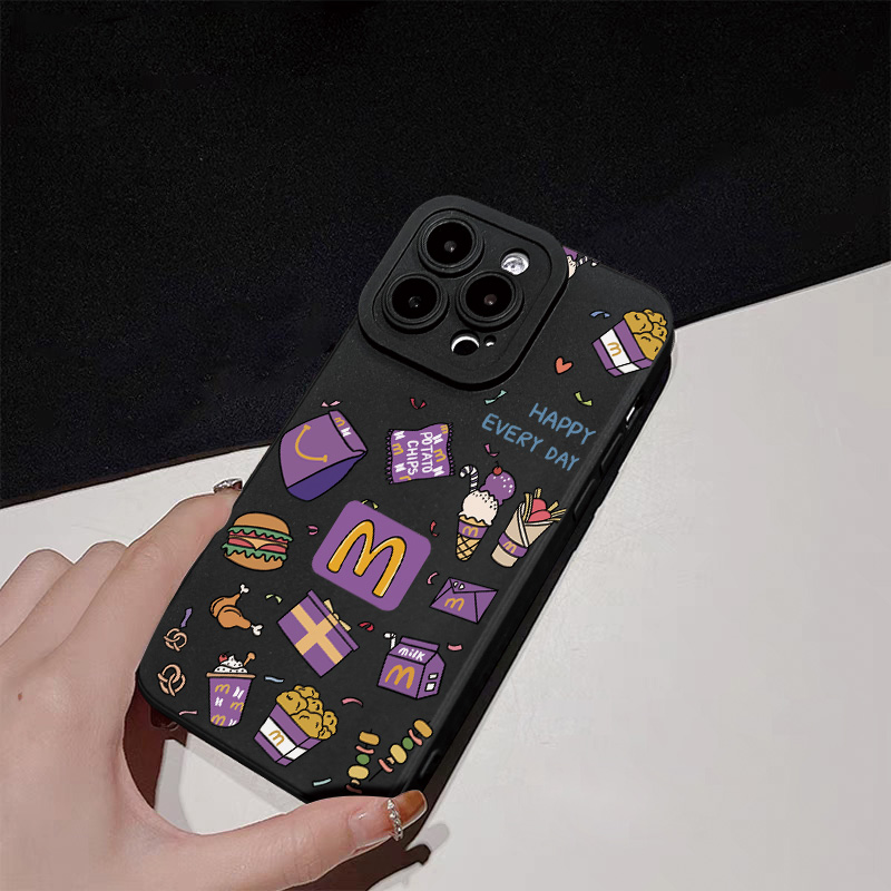 紫色麦当劳苹果13PROMAX手机壳防摔iPhone15PLUS爆款15PROMAX保护套11PROMAX简约11全包11PRO