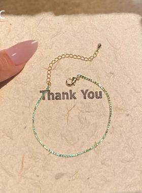 薄荷曼波绿色极细手链轻奢高级感