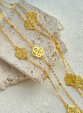 满天星玫瑰项链秋冬长款毛衣链