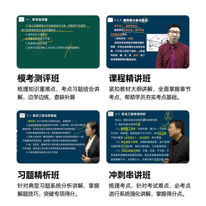 一二建网课视频建筑机电市政四色笔记周超口袋书一二级建造师题库