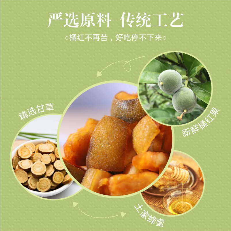 陈老橘正宗化州清止润咽喉橘红果脯 陈老橘养生茶
