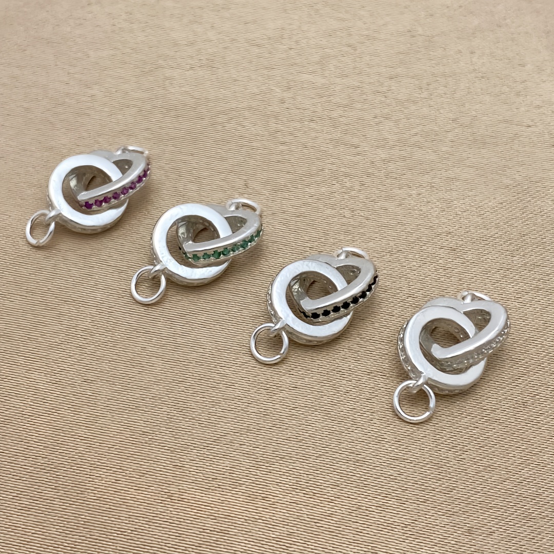 925银微镶爱心项链轻奢时尚锁骨链镶钻心形互扣双环diy连接配件 - 图2