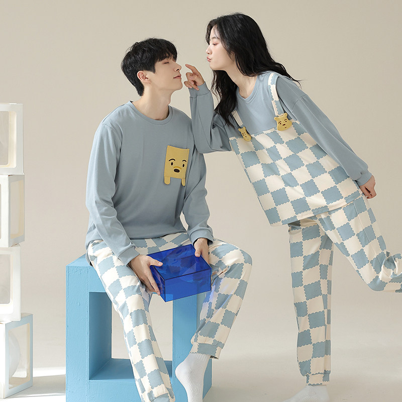 芬腾可安情侣睡衣秋冬款纯棉长袖套装男女卡通小熊口袋家居服套装,淘宝优惠券,粉丝福利购,淘宝优惠卷