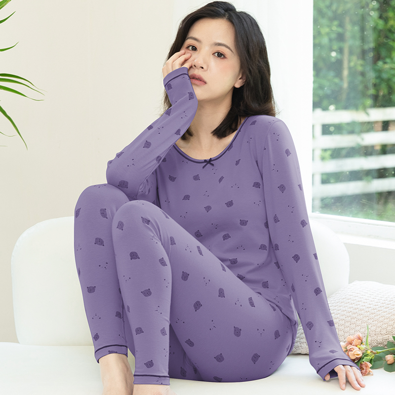 芬腾秋冬纯棉莱卡秋裤薄款保暖内衣学生女薄款保暖内衣（【芬腾】纯棉莱卡秋衣秋裤棉毛衫印花内搭修身保暖内衣学生女薄款）-第2张图片-提都小院