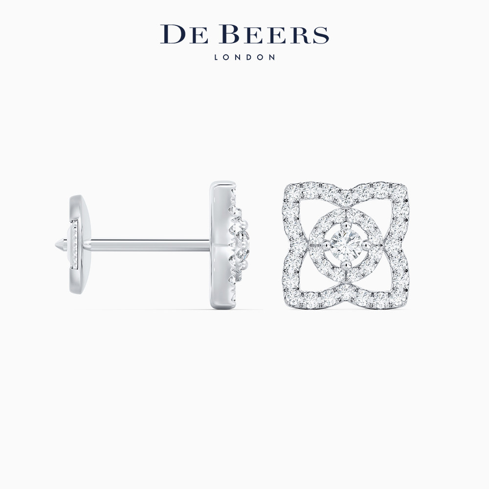 De Beers 戴比尔斯 Enchanted Lotus 莲花18K白金钻石耳钉,淘宝优惠券,粉丝福利购,淘宝优惠卷