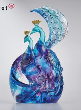 孔雀摆件tittot琉园琉璃