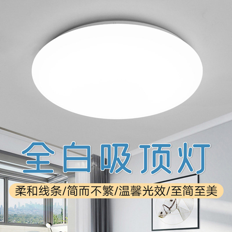 全白透镜LED吸顶灯 餐厅阳台过道玄关工程灯具简约现代新款卧室灯,淘宝优惠券,粉丝福利购,淘宝优惠卷
