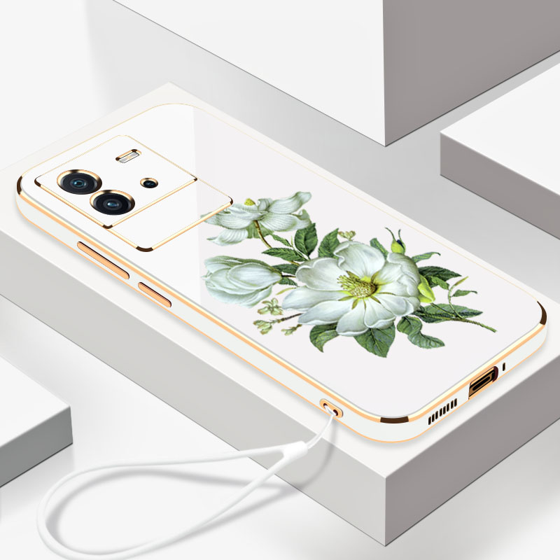 电镀茉莉花IQOONEO6手机壳全包镜头VIVOIQOO硅胶防摔Neo6se个性简约iQooNeo6SE时尚创意vivo软壳保护套外壳