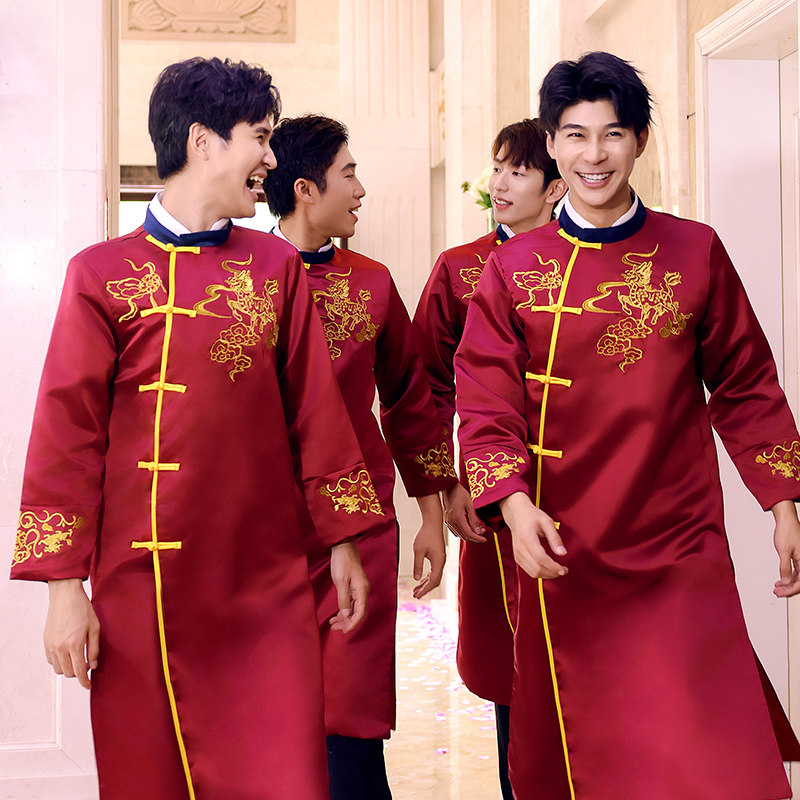 伴郎服中式2025新款兄弟装结婚礼服男士旗袍唐装接亲中国风伴郎团,淘宝优惠券,粉丝福利购,淘宝优惠卷