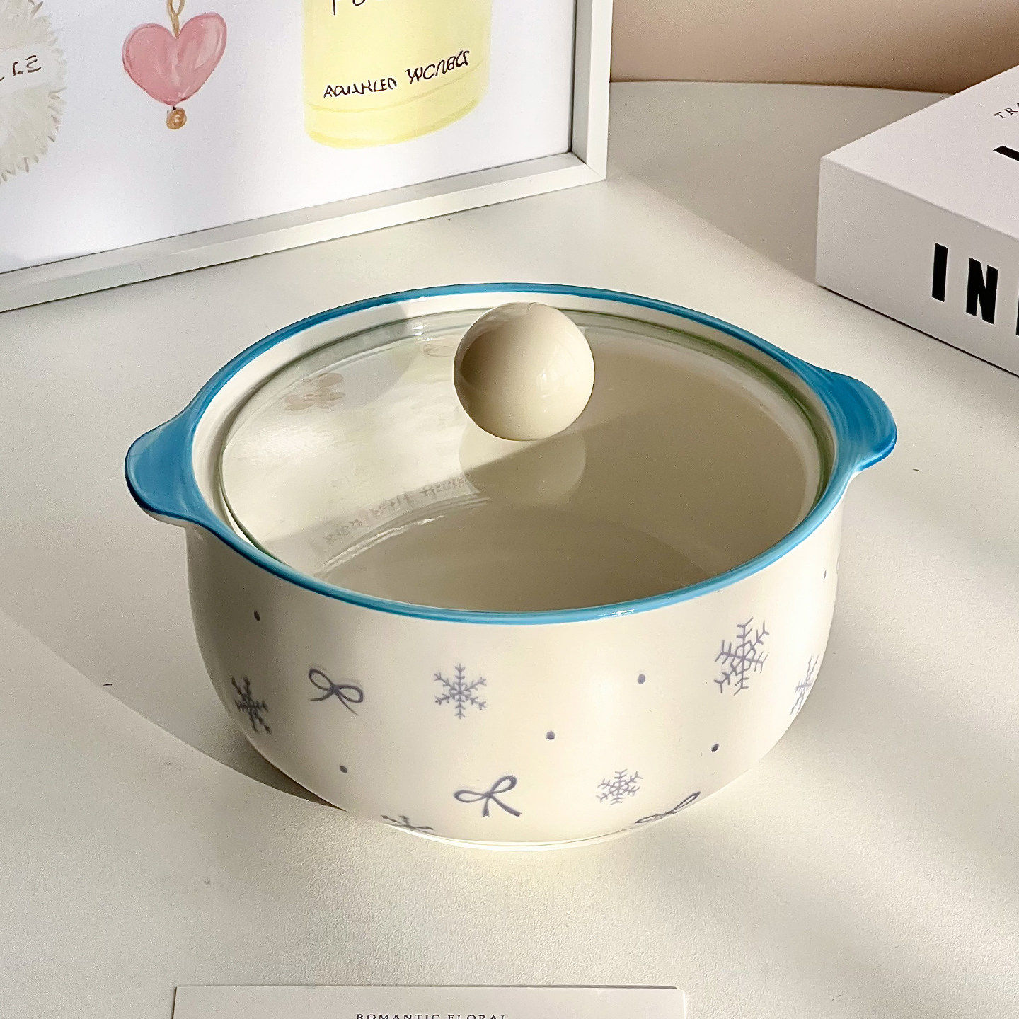 陶瓷泡面碗带盖双耳汤碗学生宿舍家用2026新款方便面碗釉下彩餐具,淘宝优惠券,粉丝福利购,淘宝优惠卷