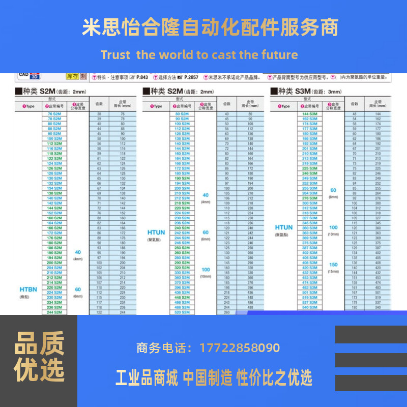 高扭矩同步齿形带S2M/S3M/S5M/S8M/S14M型米思米同步带-图3