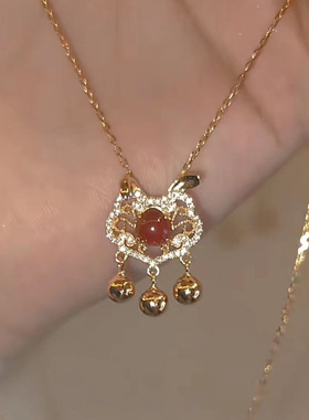 如意爆款兔子平安长命锁项链女轻奢小众设计个性百搭高级感锁骨链