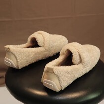 B L WALKER gross wool shoes 2023 New autumn winter One foot pedal lamb wool bean shoes garneled cotton shoes