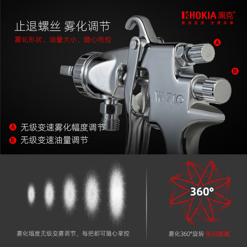 黑克喷漆枪W-71气动喷漆枪上壶油漆涂料乳胶漆油漆喷枪汽车喷漆枪 - 图0
