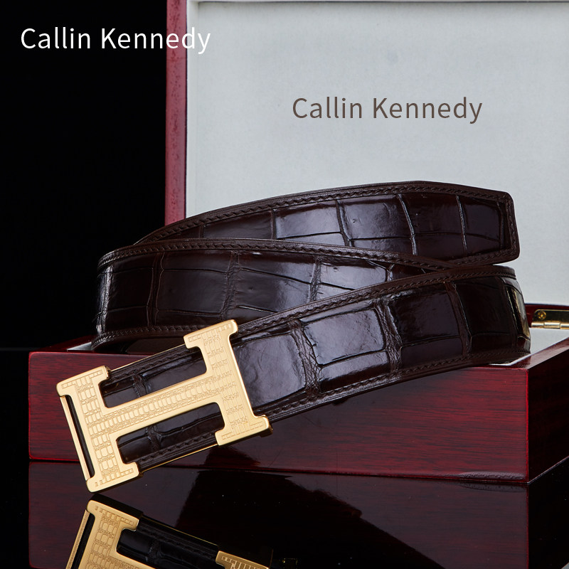 【钢扣】Callin Kennedy泰国鳄鱼皮男士皮带平滑2025新款真皮腰带,淘宝优惠券,粉丝福利购,淘宝优惠卷