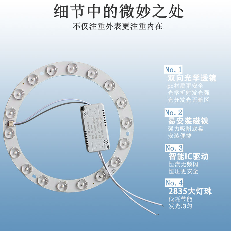 灯圈圆环形led吸顶灯替换芯灯片光源圆形吸顶灯配件灯板照明灯 - 图2