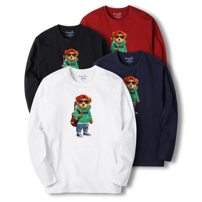 冠军说春秋季新款纯棉男士潮打底衫 冠军说T恤