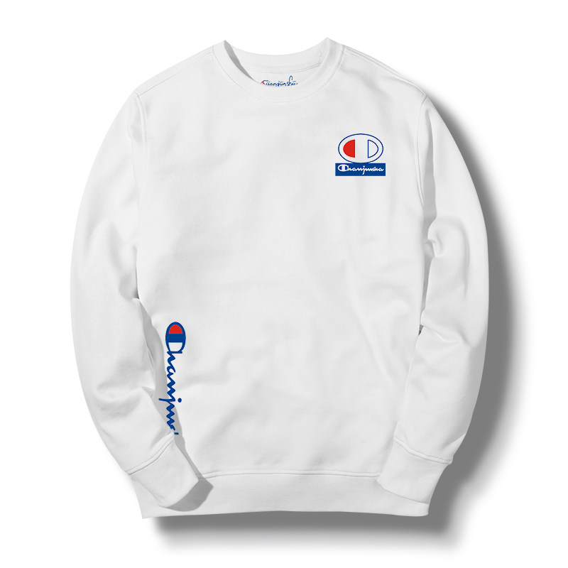 冠军说男士春秋装圆领黑白色卫衣 冠军说卫衣