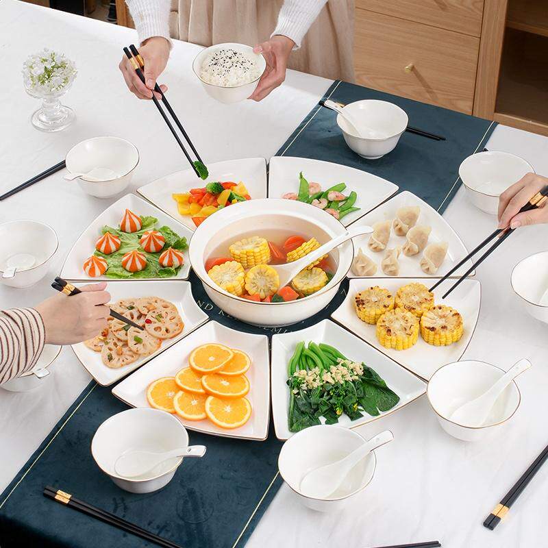 年货团圆饭拼盘餐具组合圆桌盘子菜盘家用2026新款创意碗碟盘套装