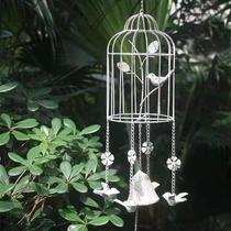 Iron Art Retro Bird Cage Wind Bells Hanging Accessories For Old Garden Courtyard Villa Creative Decorative Pendant Pendulum