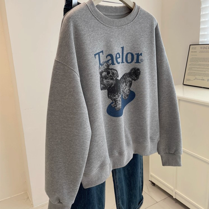 美式复古圆领套头卫衣女200斤胖mm宽松百搭减龄秋冬2025新款上衣,淘宝优惠券,粉丝福利购,淘宝优惠卷