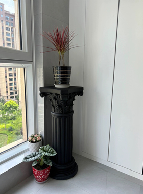 室内装饰欧式纯黑色罗马柱