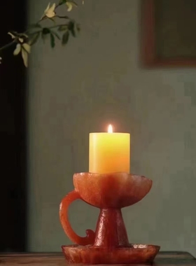 心缘堂琉璃烛台复古手工新中式古代轻奢茶席托盘茶室茶道装饰摆件