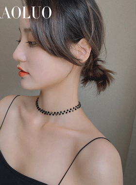 韩国网红法式复古黑色夏季项链