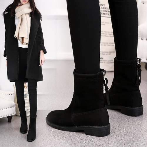 马丁靴显脚小宽胖脚女靴平跟加大码女鞋41一43秋冬短靴子42平底40 - 图1