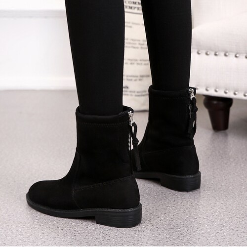 马丁靴显脚小宽胖脚女靴平跟加大码女鞋41一43秋冬短靴子42平底40 - 图2