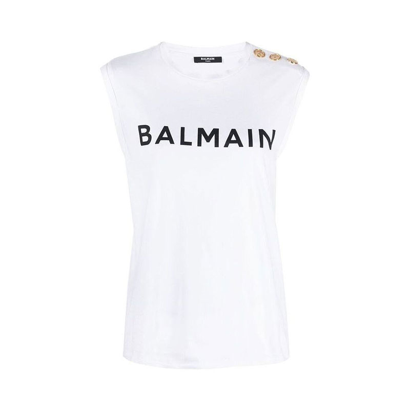 BALMAIN /巴尔曼 女士T恤无袖夏季运动休闲T恤CF1ED001 BB02 - 图2