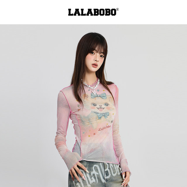 LALABOBO ສີຄີມ kitten bow ຕາຫນ່າງເສື້ອທີເຊີດ
