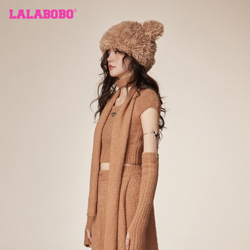 LALABOBO2023冬季新款潮流纯色休闲logo短袖针织衫女|LBCD-WSTM30 - 图2