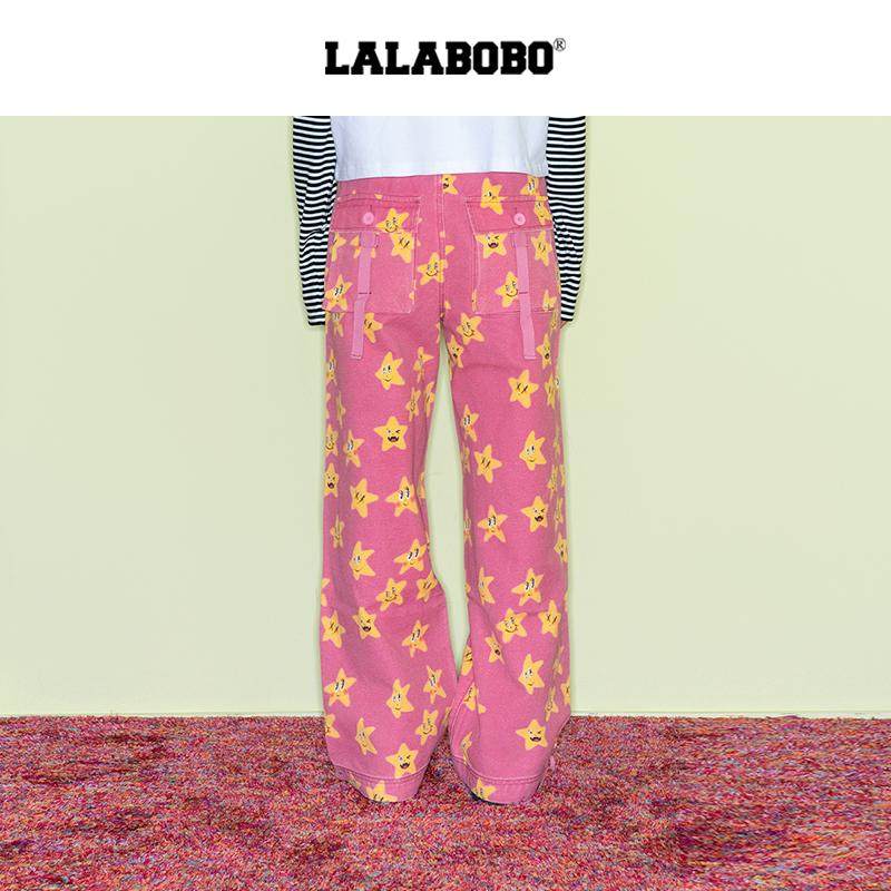 【汪苏泷同款】LALABOBO25年春季长裤原创新款满印花星星阔腿裤子,淘宝优惠券,粉丝福利购,淘宝优惠卷