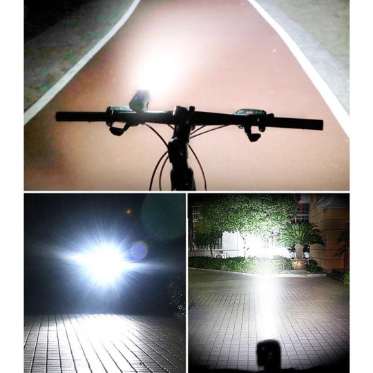 自行车灯前灯夜骑照明强光手电筒USB充电防雨超亮学生山地车户外