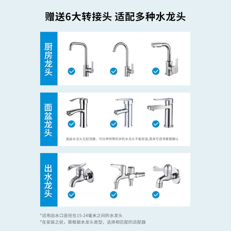 强生水龙头过滤器嘴自来水家用厨卫宿舍直饮滤水净化器前置净水器