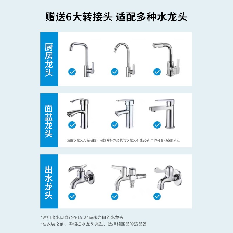 强生水龙头过滤器嘴自来水家用厨卫宿舍直饮滤水净化器前置净水器